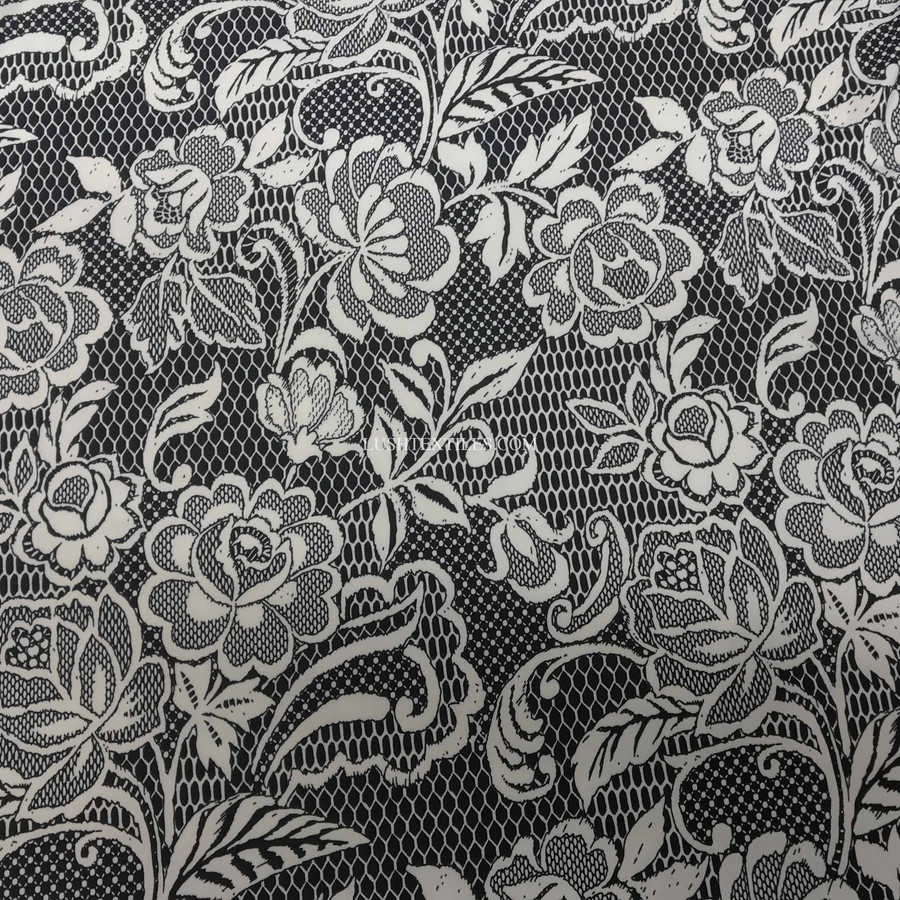 Floral Flowers Lycra Dress Fabric, Black/White Floral Flowers Lycra Dress Fabric, Black/White