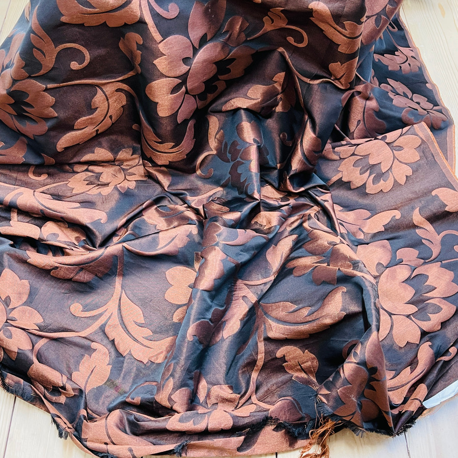 Windsor Floral Upholstery Curtain Brocade Fabric, Brown Windsor Floral Upholstery Curtain Brocade Fabric, Brown