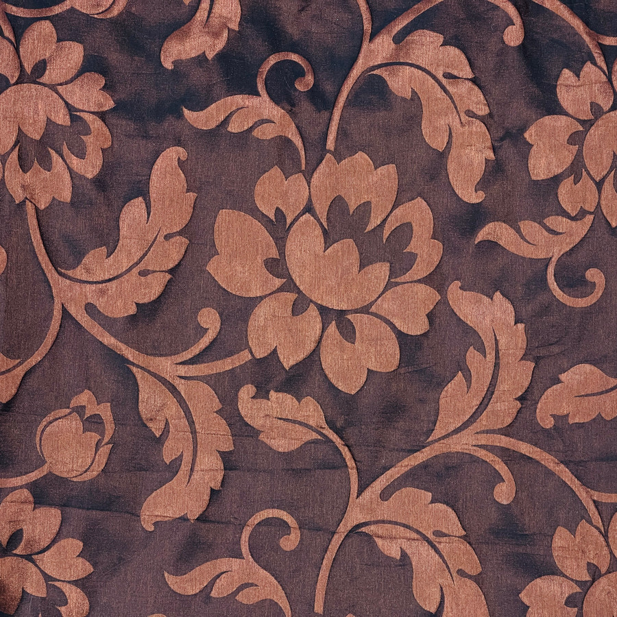 Windsor Floral Upholstery Curtain Brocade Fabric, Brown Windsor Floral Upholstery Curtain Brocade Fabric, Brown