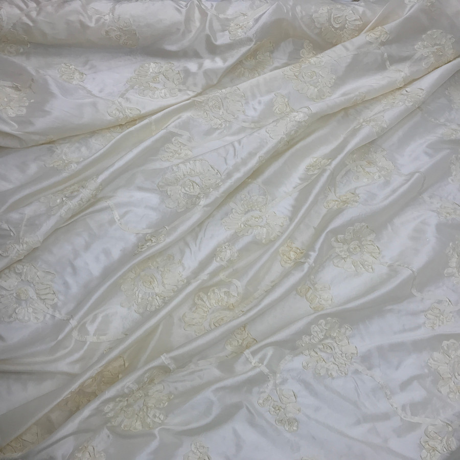 Sunflower Ribbon Taffeta Fabric, Cream Sunflower Ribbon Taffeta Fabric, Cream