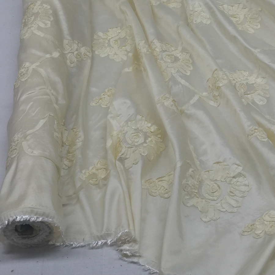 Sunflower Ribbon Taffeta Fabric, Cream Sunflower Ribbon Taffeta Fabric, Cream