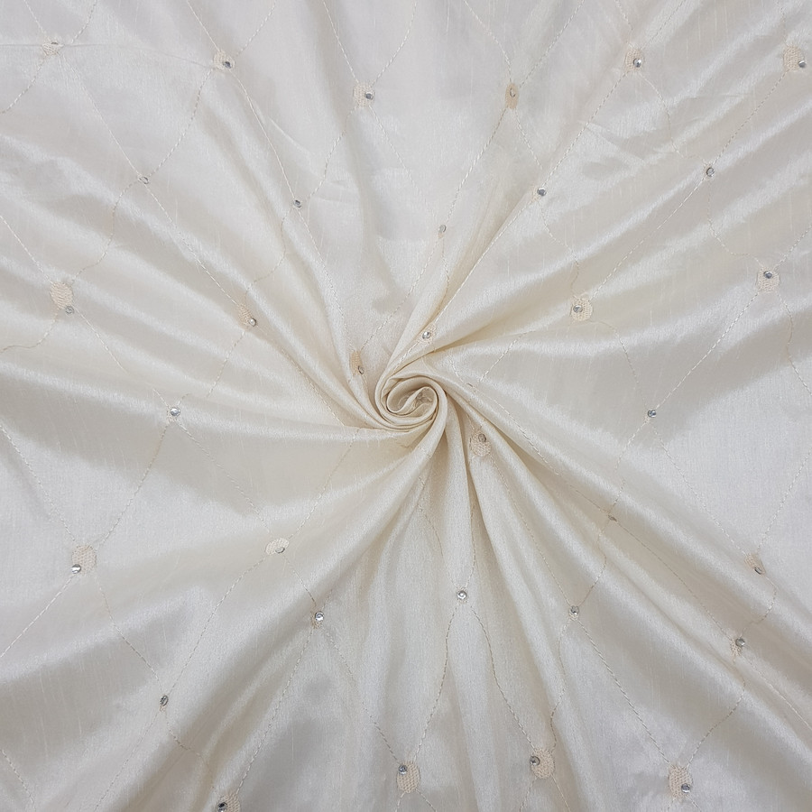 Diamante Diamond Taffeta Fabric, Cream Diamante Diamond Taffeta Fabric, Cream