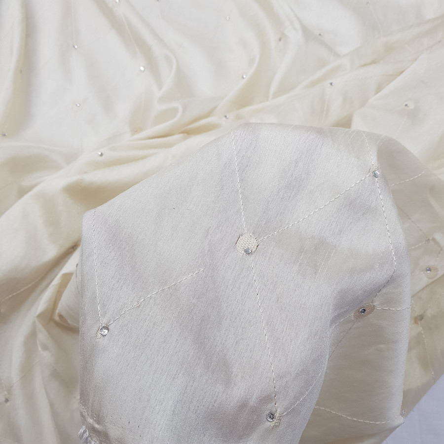 Diamante Diamond Taffeta Fabric, Cream Diamante Diamond Taffeta Fabric, Cream