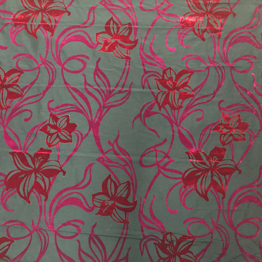 Liberty Floral Velvet Flock Taffeta Fabric, Black Liberty Floral Velvet Flock Taffeta Fabric, Black