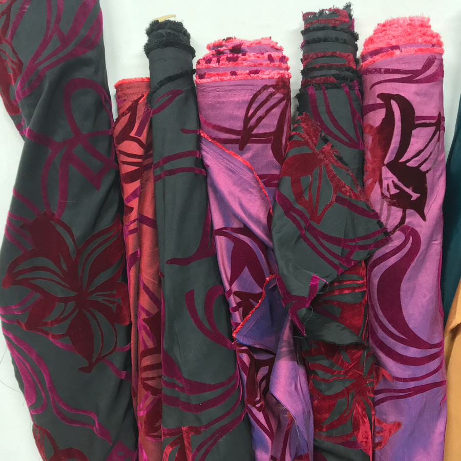 All Colours in Liberty Floral Velvet Flock Taffeta Fabric All Colours in Liberty Floral Velvet Flock Taffeta Fabric