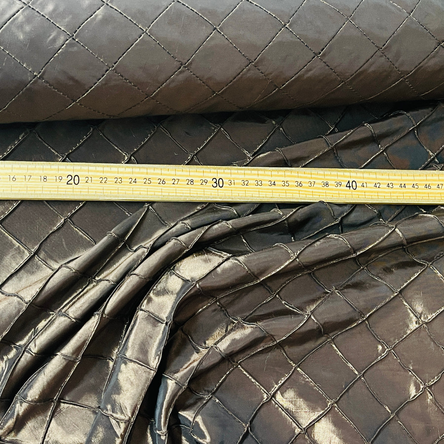 Small Patchwork Quilted Taffeta Fabric, Brown Small Patchwork Quilted Taffeta Fabric, Brown