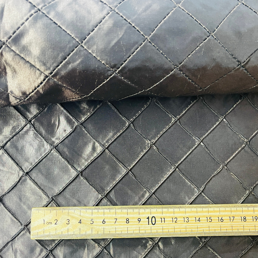 Small Patchwork Quilted Taffeta Fabric, Brown Small Patchwork Quilted Taffeta Fabric, Brown