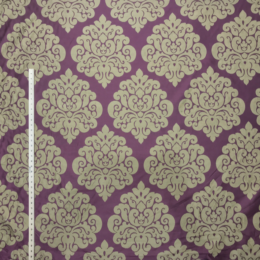 Beige Damask Upholstery Curtain Brocade Fabric, Purple Beige Damask Upholstery Curtain Brocade Fabric, Purple