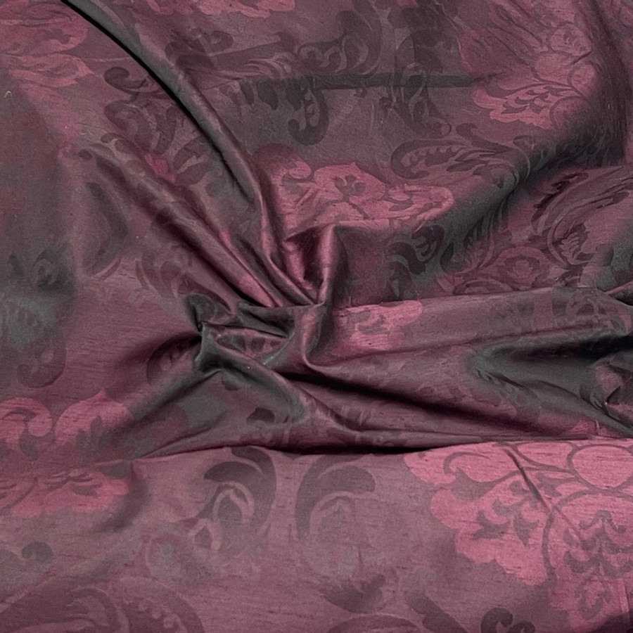 Damask Faux Silk Slub Upholstery Curtain Fabric, Purple Damask Faux Silk Slub Upholstery Curtain Fabric, Purple