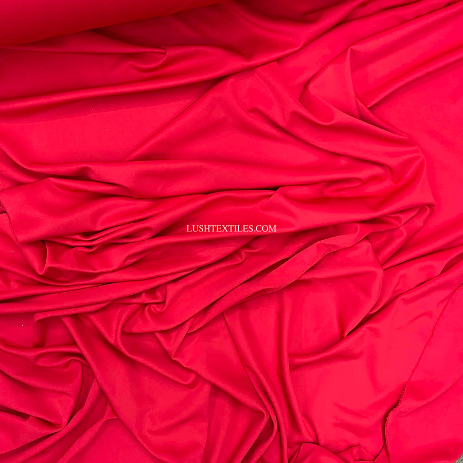 Plain Polyester Jersey Dress Fabric, Red Plain Polyester Jersey Dress Fabric, Red