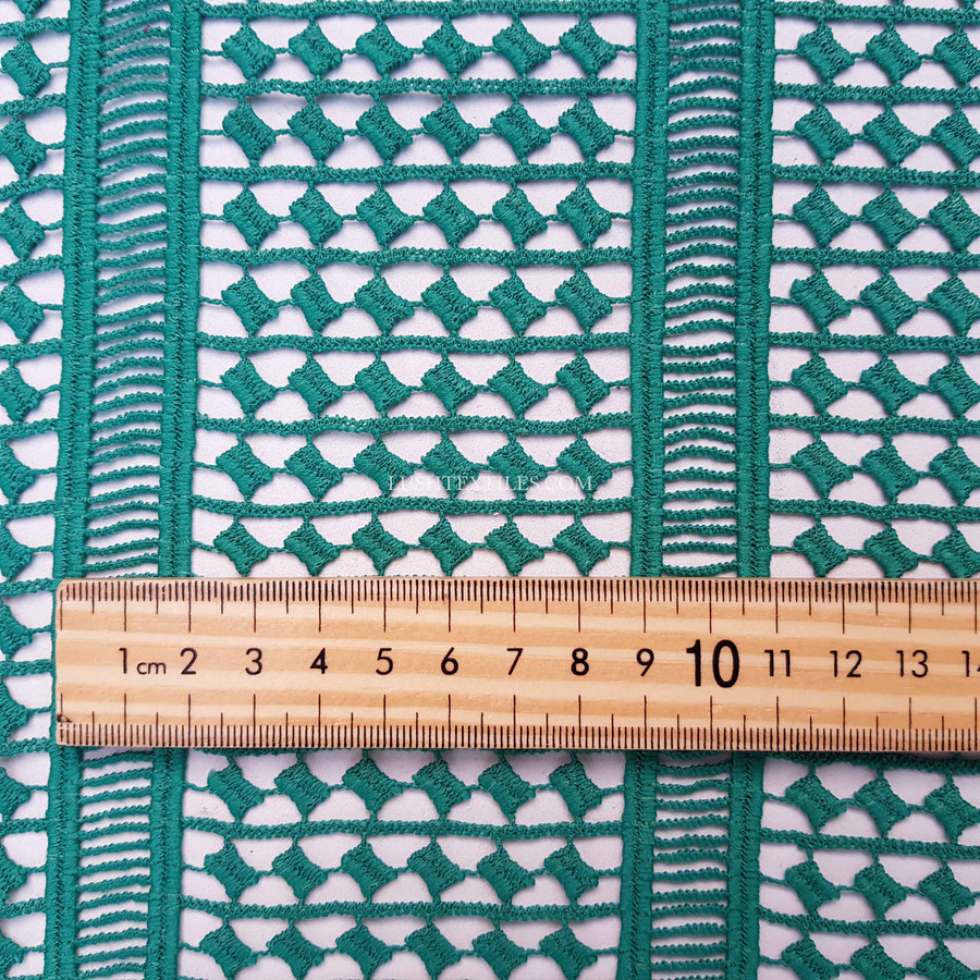 Prestige Guipure Lace Insert Swiss Dot Tie Frill Fabric, Green Prestige Guipure Lace Insert Swiss Dot Tie Frill Fabric, Green