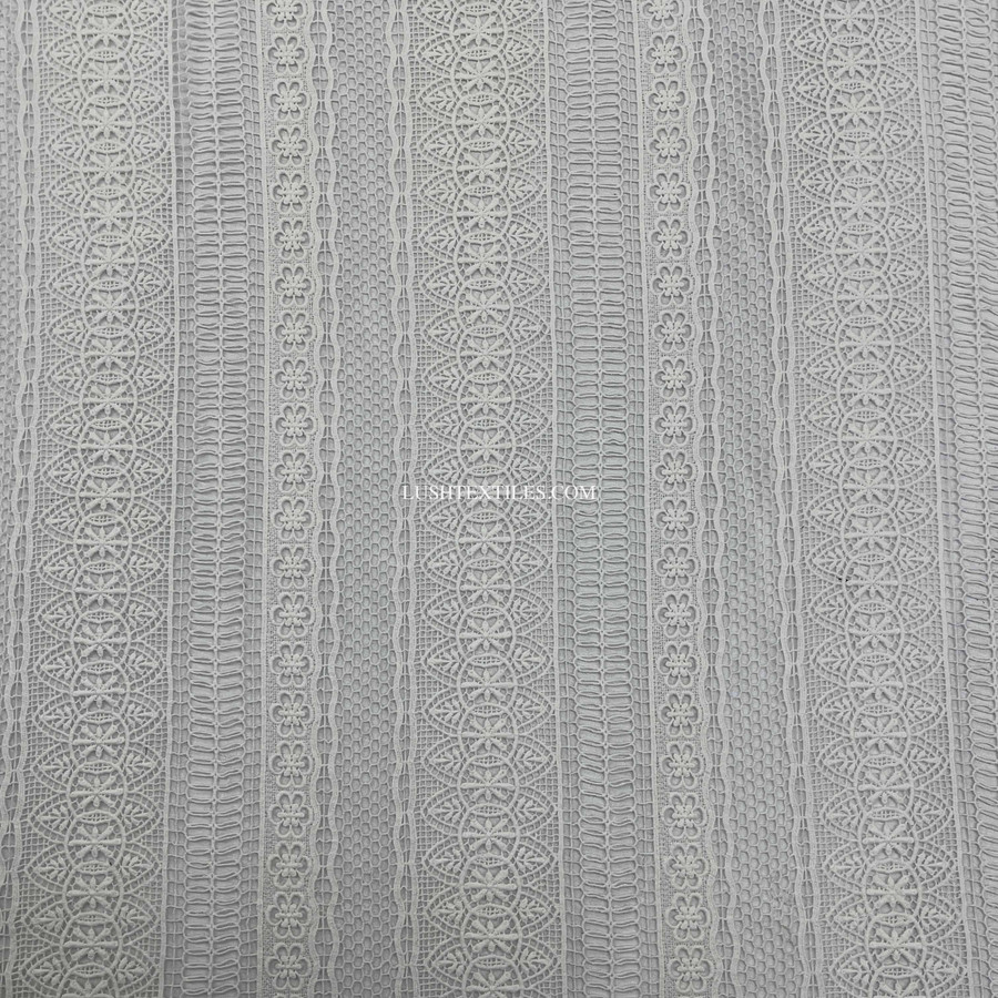 Prestige Floral Guipure Lace Swiss Frill Fabric, Cream