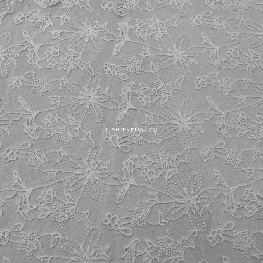 Prestige Embroidery Tulle/Net Lace Liberty Floral Flower Fabric, Cream Prestige Embroidery Tulle/Net Lace Liberty Floral Flower Fabric, Cream