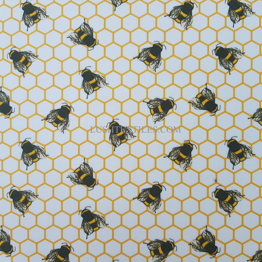 10m Honeycomb Bees Rose & Hubble Cotton Poplin Fabric, Ivory 10m Honeycomb Bees Rose & Hubble Cotton Poplin Fabric, Ivory