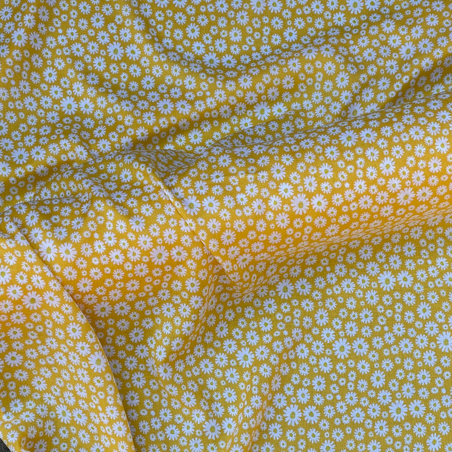 Sunflowers Daisy Floral 100% Viscose Dress Fabric, Pastel Yellow Sunflowers Daisy Floral 100% Viscose Dress Fabric, Pastel Yellow