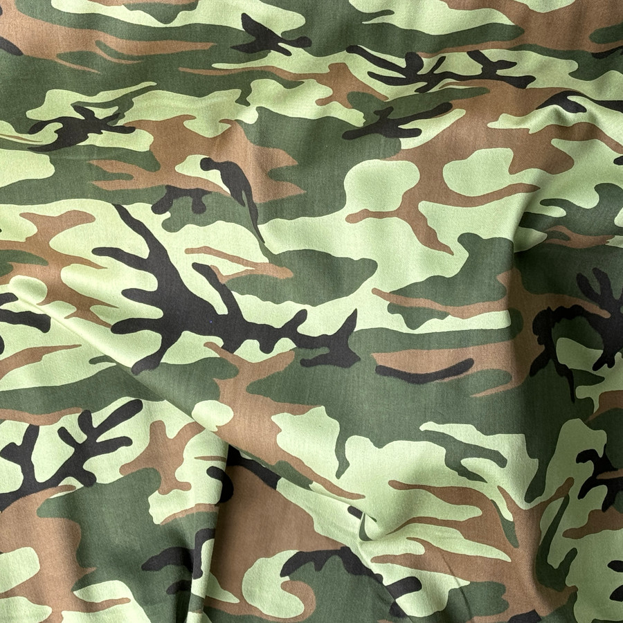 Camo Army Camouflage Cotton Drill Dress Fabric, Green Camo Army Camouflage Cotton Drill Dress Fabric, Green