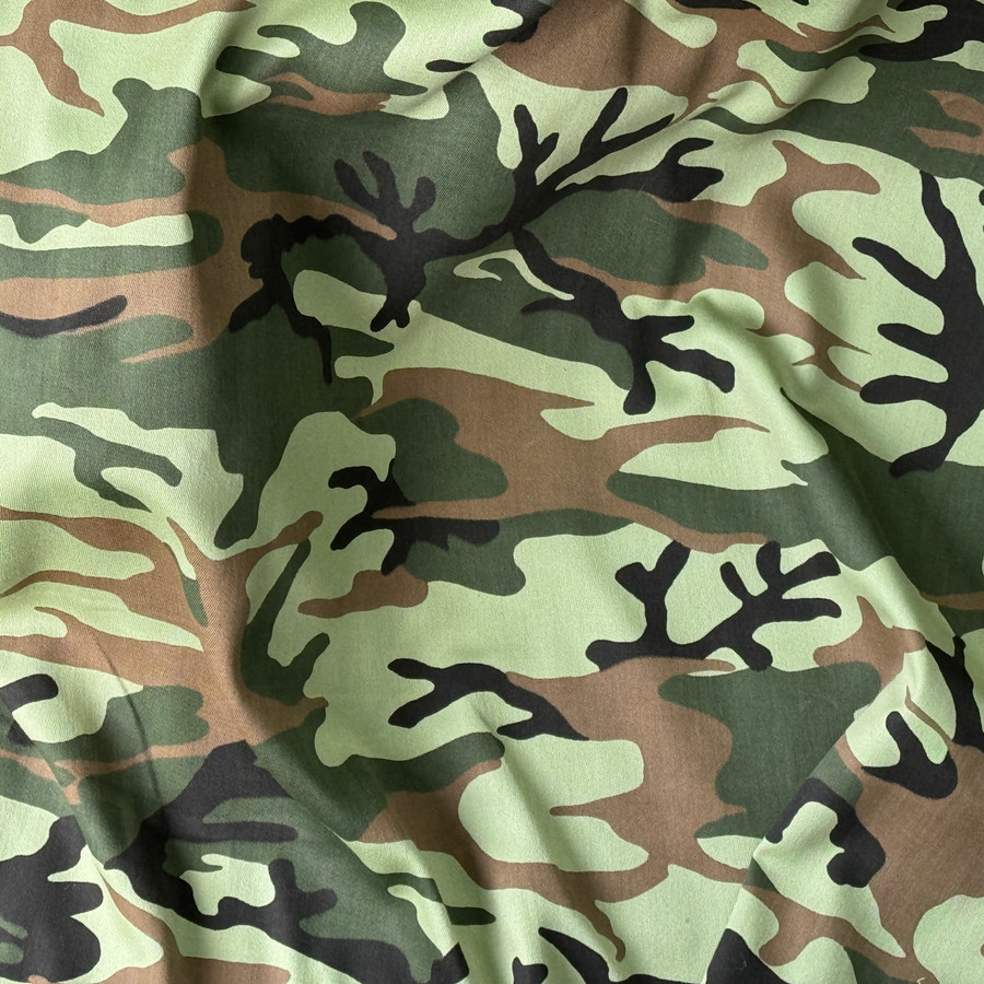 Camo Army Camouflage Cotton Drill Dress Fabric, Green Camo Army Camouflage Cotton Drill Dress Fabric, Green