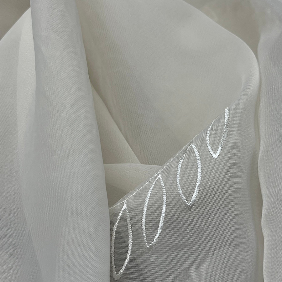 Floral Ivory Embroidery Voile Net Curtain Fabric, Cream Floral Ivory Embroidery Voile Net Curtain Fabric, Cream