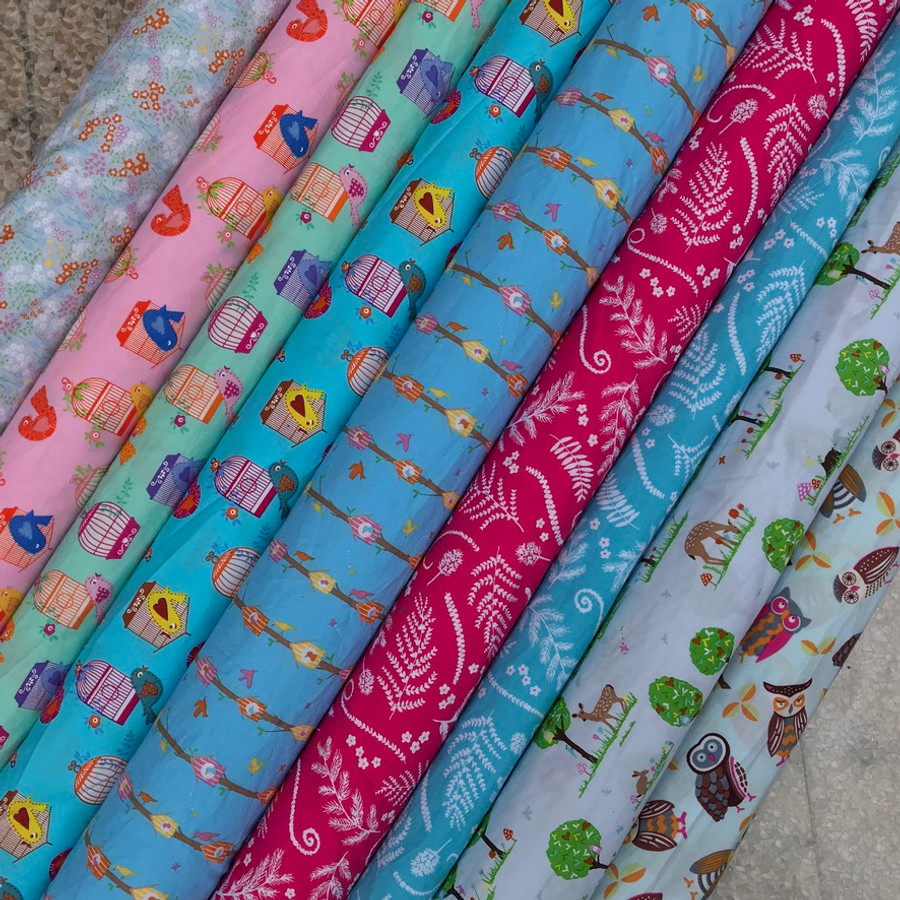 Birds In Tree House Woodland Cotton Poplin Fabric, Grey Birds In Tree House Woodland Cotton Poplin Fabric, Grey