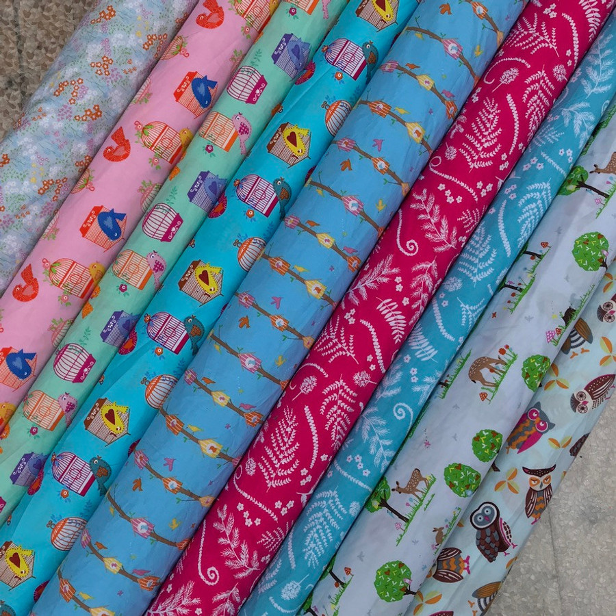 Birds And Cages Cotton Poplin Dress Craft Fabric, Pink Birds And Cages Cotton Poplin Dress Craft Fabric, Pink