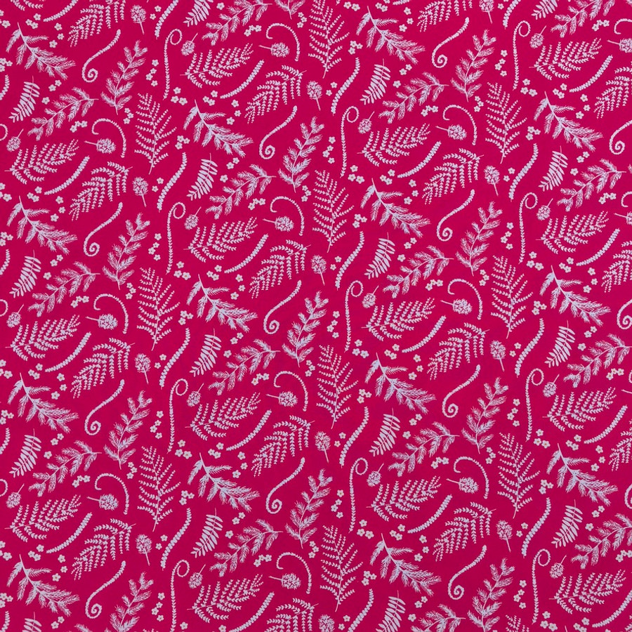 Barley Woodland Floral Cotton Poplin Fabric, Cerise Barley Woodland Floral Cotton Poplin Fabric, Cerise