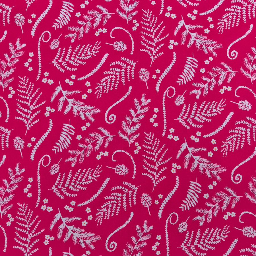 Barley Woodland Floral Cotton Poplin Fabric, Cerise Barley Woodland Floral Cotton Poplin Fabric, Cerise