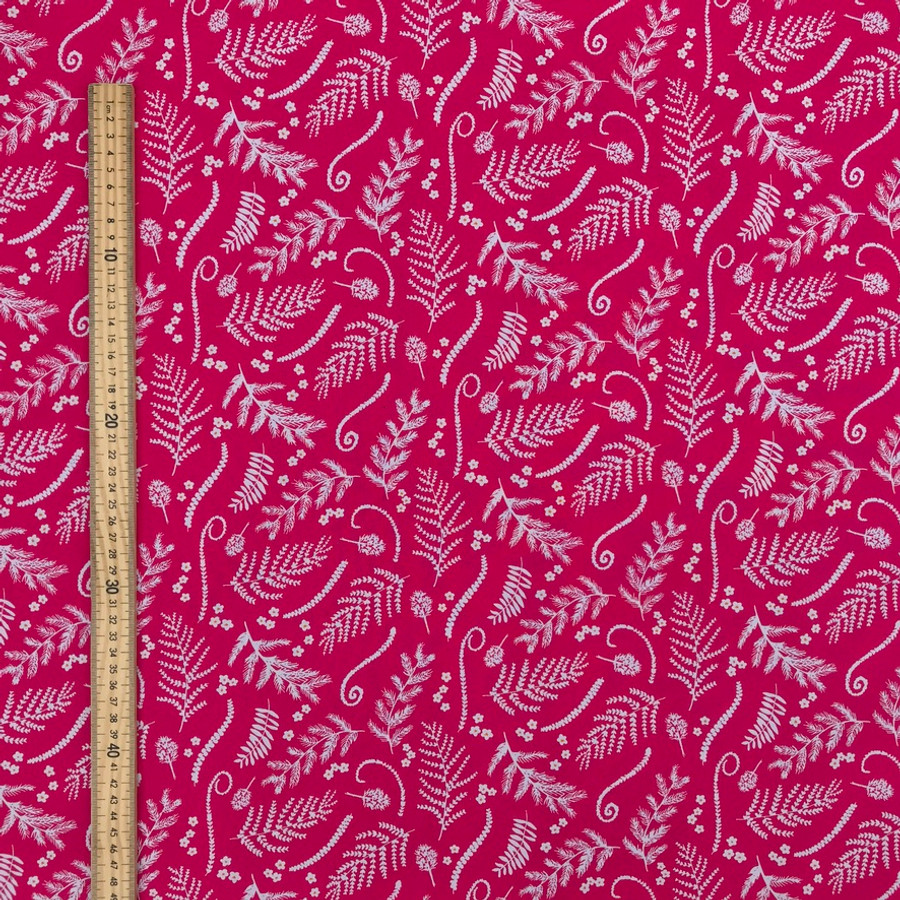 Barley Woodland Floral Cotton Poplin Fabric, Cerise Barley Woodland Floral Cotton Poplin Fabric, Cerise