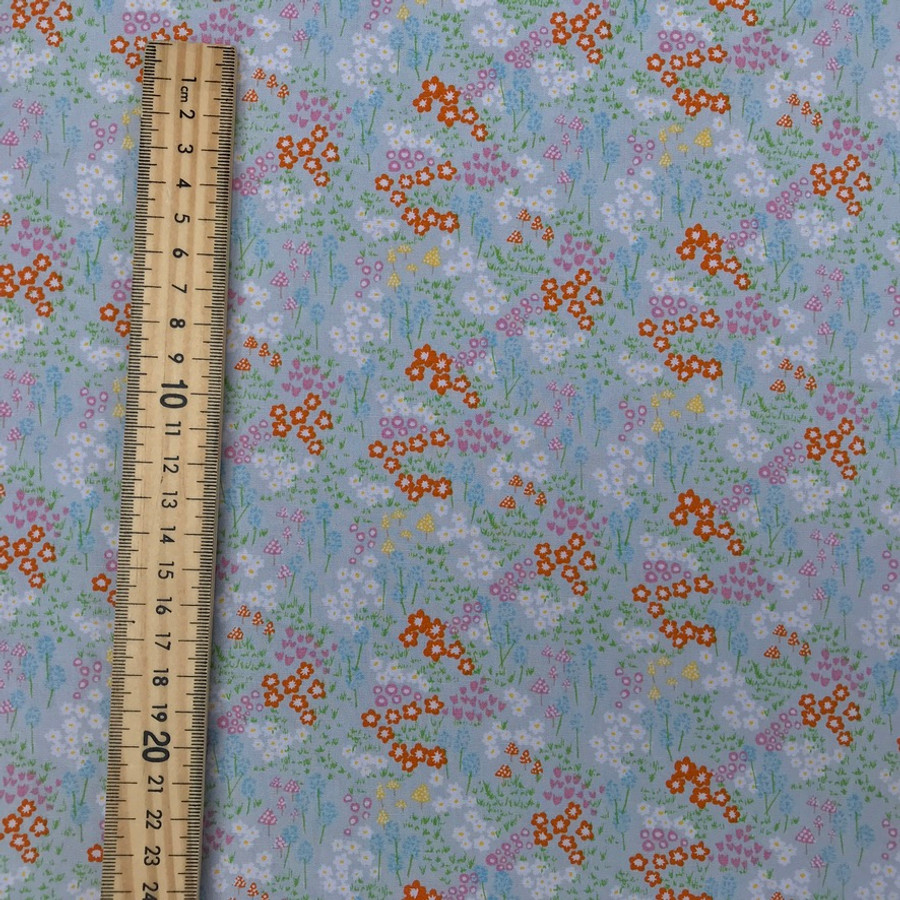 Tiny Ditsy Floral Woodland Cotton Poplin Fabric, Sky Tiny Ditsy Floral Woodland Cotton Poplin Fabric, Sky