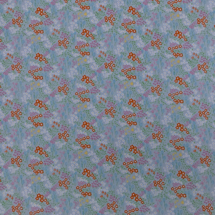Tiny Ditsy Floral Woodland Cotton Poplin Fabric, Sky Tiny Ditsy Floral Woodland Cotton Poplin Fabric, Sky
