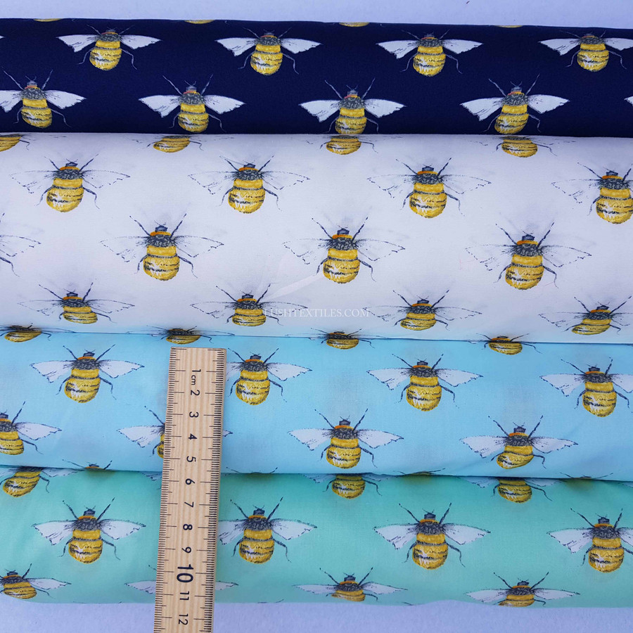10m Bumblebee Rose & Hubble Cotton Poplin Dress Fabric 10m Bumblebee Rose & Hubble Cotton Poplin Dress Fabric