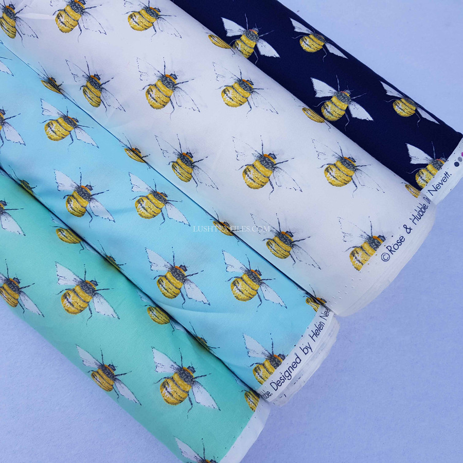 10m Bumblebee Rose & Hubble Cotton Poplin Dress Fabric 10m Bumblebee Rose & Hubble Cotton Poplin Dress Fabric