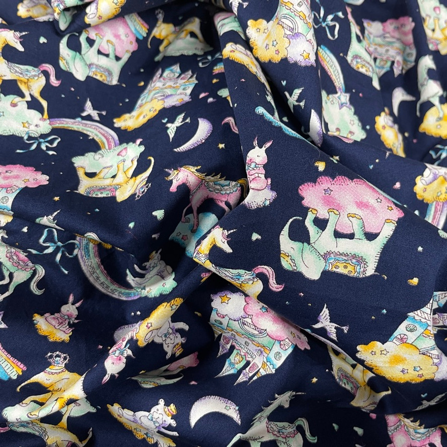 20m Wholesale Unicorn & Elephants In Clouds Rose & Hubble Cotton Poplin Fabric 45", Navy 20m Wholesale Unicorn & Elephants In Clouds Rose & Hubble Cotton Poplin Fabric 45", Navy