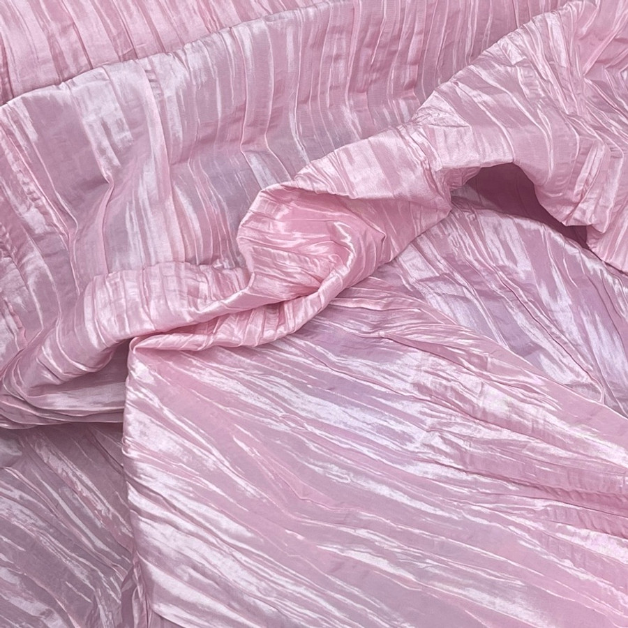 Crushed Taffeta Fabric 112cm, Pink Crushed Taffeta Fabric 112cm, Pink
