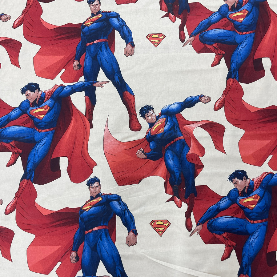 Superman Marvel Print Cotton Curtain Craft Fabric, Ivory Superman Marvel Print Cotton Curtain Craft Fabric, Ivory