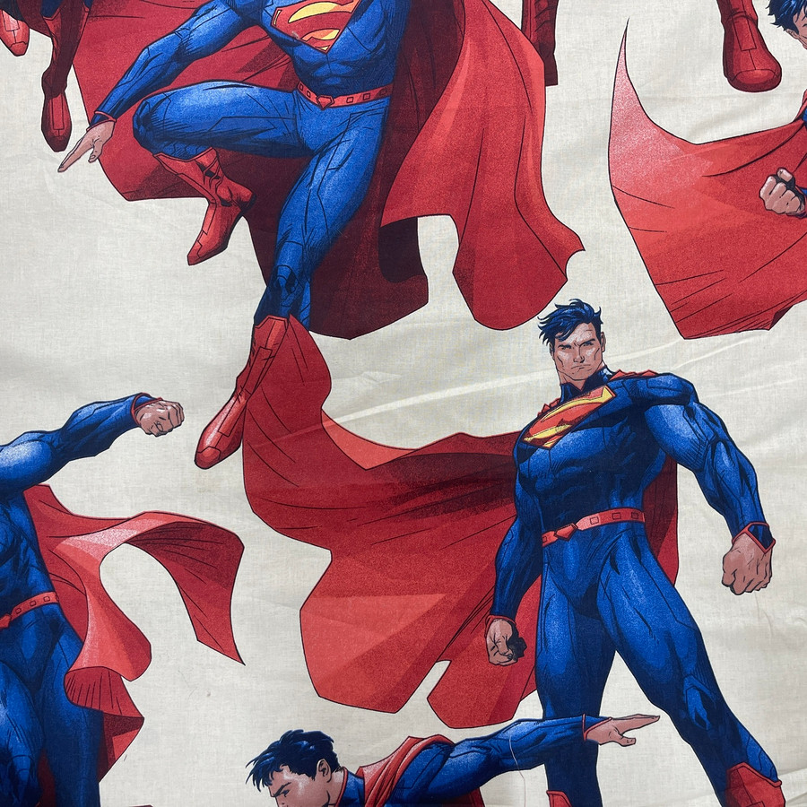 Superman Marvel Print Cotton Curtain Craft Fabric, Ivory Superman Marvel Print Cotton Curtain Craft Fabric, Ivory