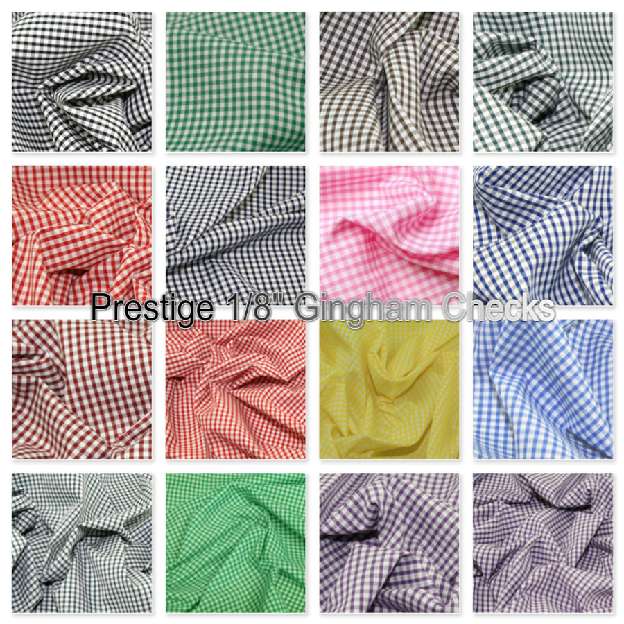 1/8" Gingham Check Polycotton Fabric 45" Wide 1/8" Gingham Check Polycotton Fabric 45" Wide
