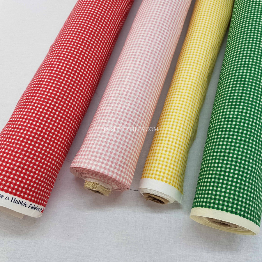 Tiny Gingham Print Rose & Hubble Cotton Poplin Fabric 45" Tiny Gingham Print Rose & Hubble Cotton Poplin Fabric 45"
