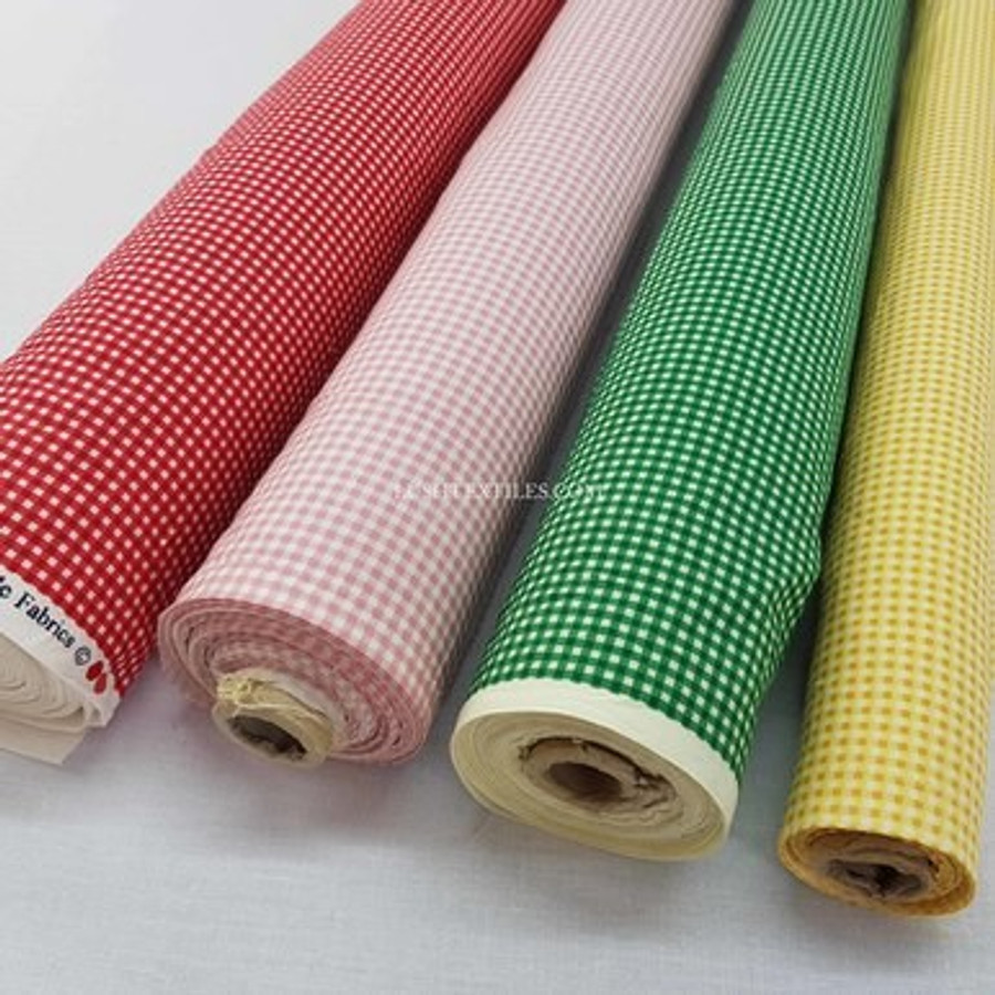Tiny Gingham Print Rose & Hubble Cotton Poplin Fabric 45" Tiny Gingham Print Rose & Hubble Cotton Poplin Fabric 45"