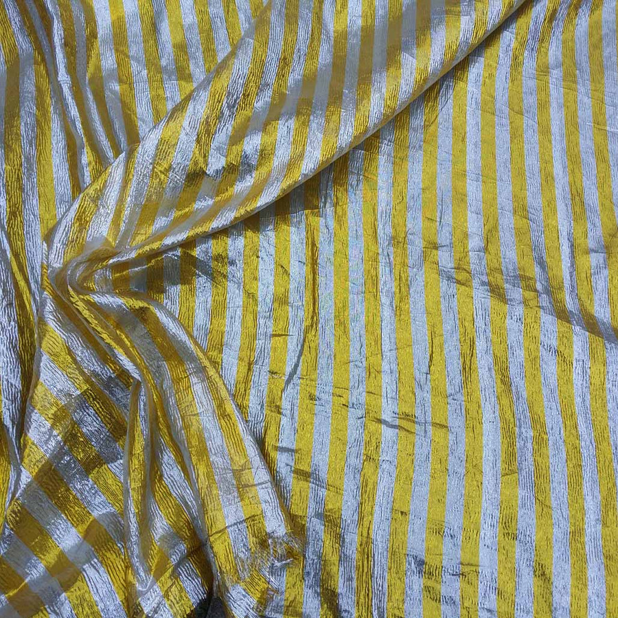 Striped Lame Dress Fabric, Yellow/Silver Striped Lame Dress Fabric, Yellow/Silver