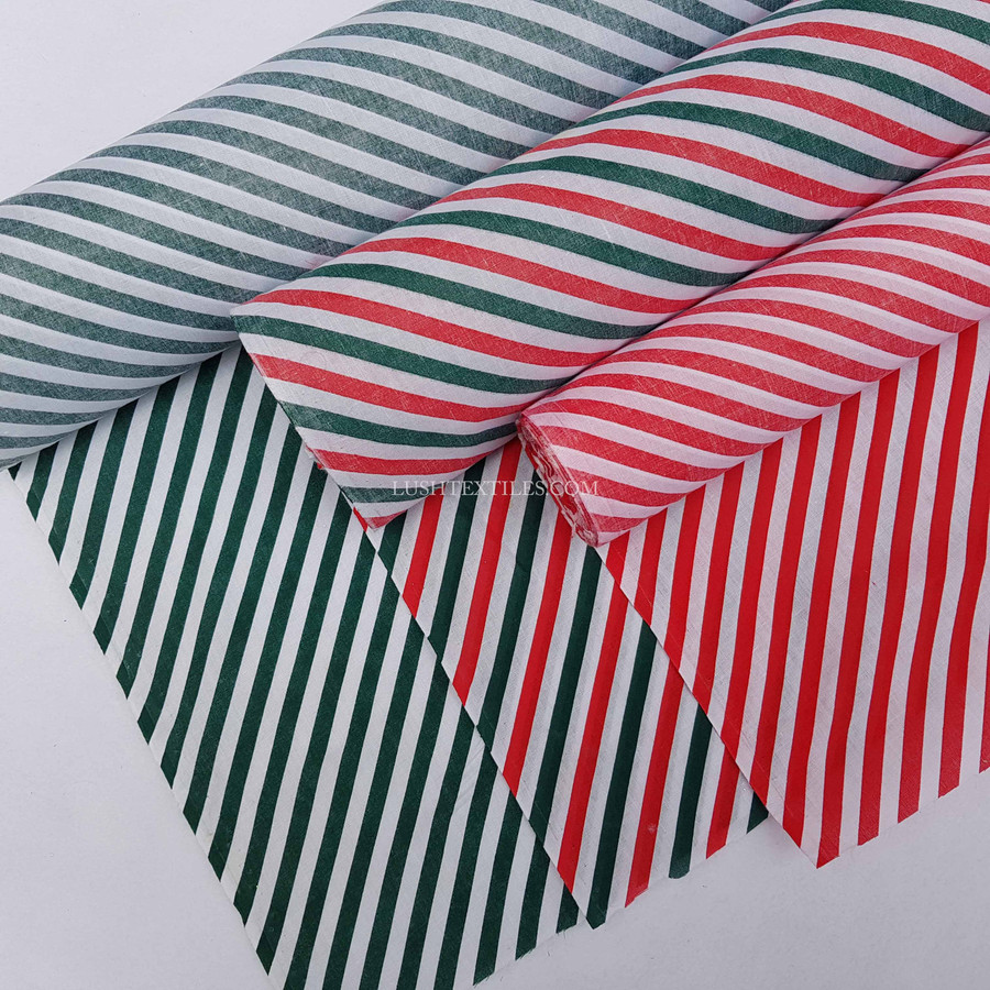 XMAS Candy Striped Poly Cotton Fabric XMAS Candy Striped Poly Cotton Fabric
