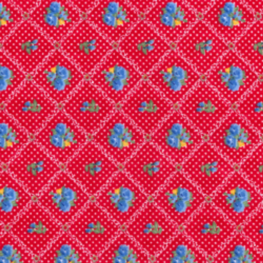 Roses Patchwork Polycotton Fabric, Red Roses Patchwork Polycotton Fabric, Red