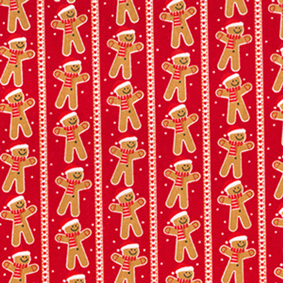 Happy Gingerbread Men Polycotton Fabric Happy Gingerbread Men Polycotton Fabric