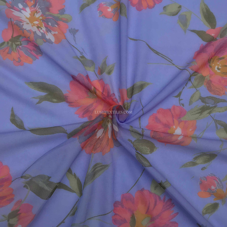 Lilac Floral Printed Muslin Fabric Lilac Floral Printed Muslin Fabric