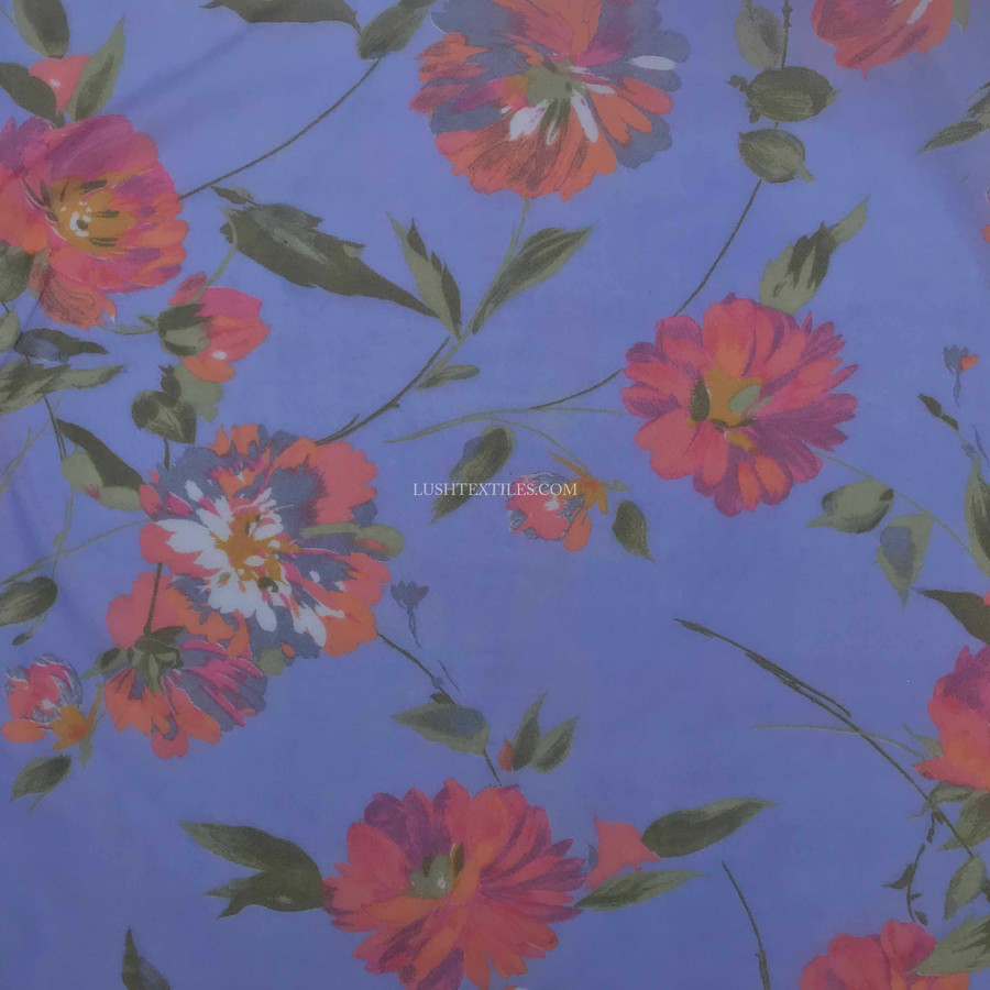 Lilac Floral Printed Muslin Fabric Lilac Floral Printed Muslin Fabric