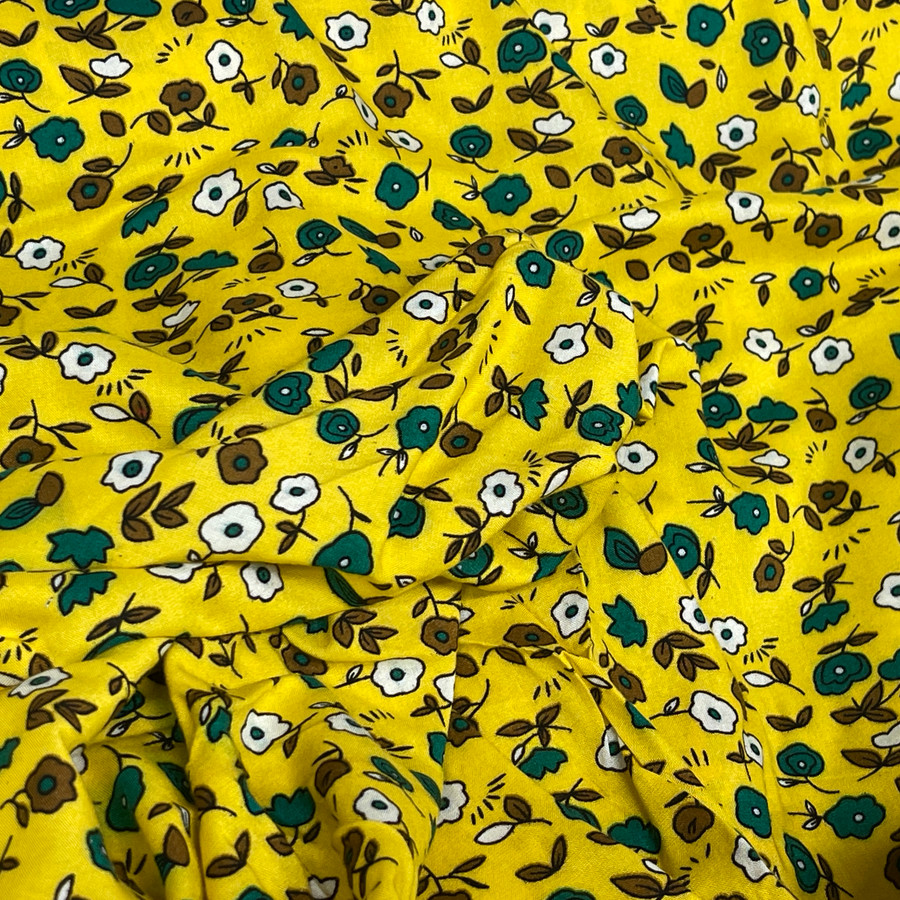 Pretty Floral Viscose Summer Dress  Fabric, Yellow Pretty Floral Viscose Summer Dress  Fabric, Yellow