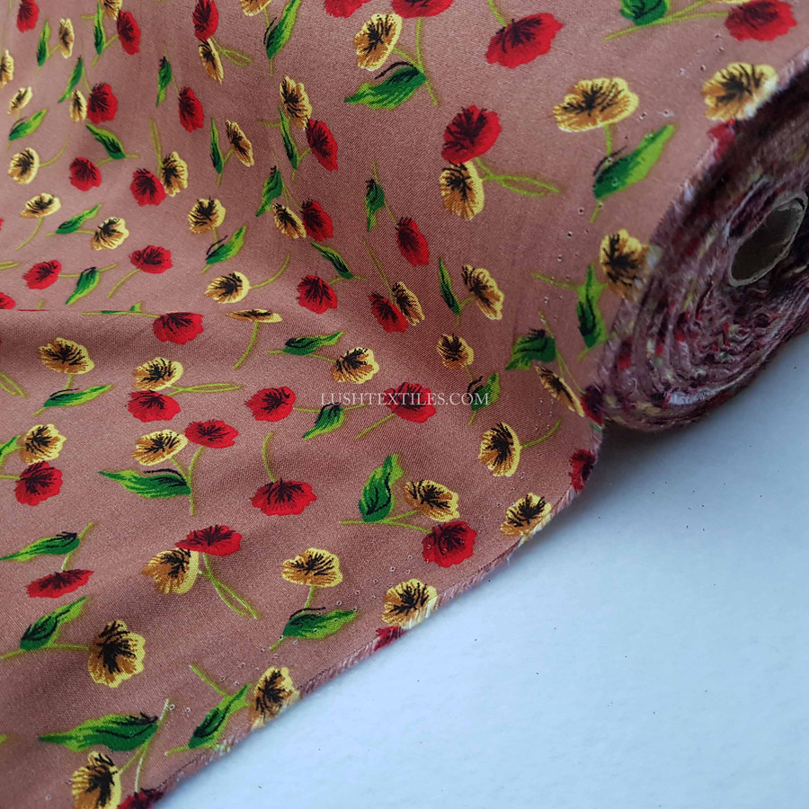 D'Lush Poppy Viscose Fabric, Brown D'Lush Poppy Viscose Fabric, Brown