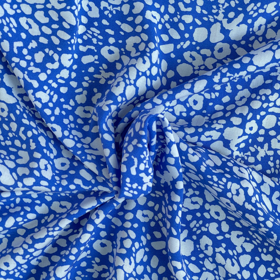 Liberty Style Floral Abstract Designer Viscose Dress Fabric, Light Denim Blue Liberty Style Floral Abstract Designer Viscose Dress Fabric, Light Denim Blue