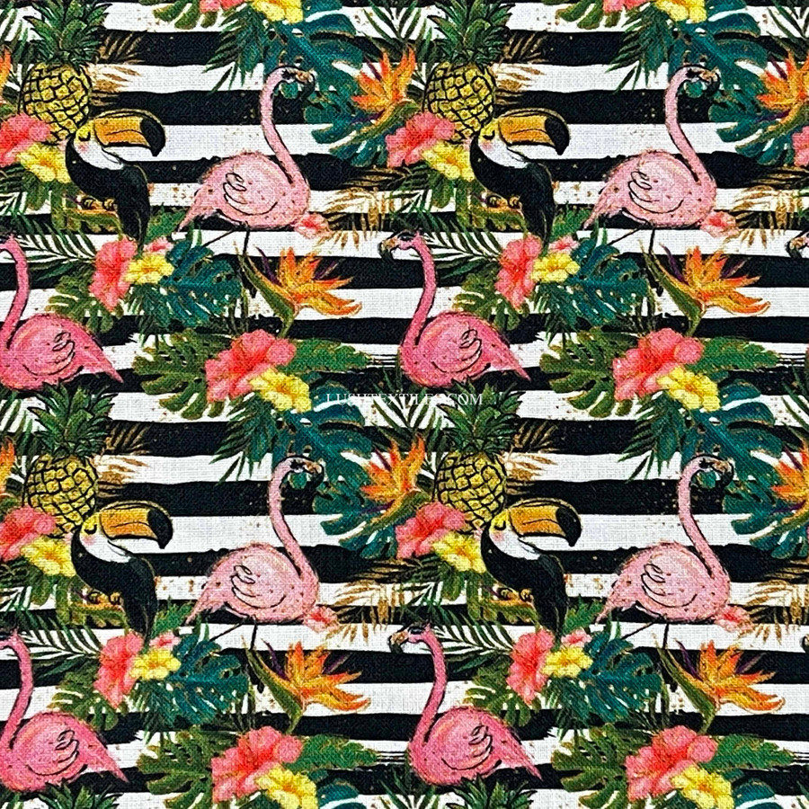 Tropical Flamingo Birds Digital Cotton Craft Fabric, 140cm Wide Tropical Flamingo Birds Digital Cotton Craft Fabric, 140cm Wide