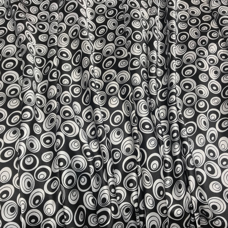 Black & White Printed Abstract Spots Dress Satin