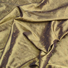 Swirls Embroidery Taffeta Fabric, Green Shot Black